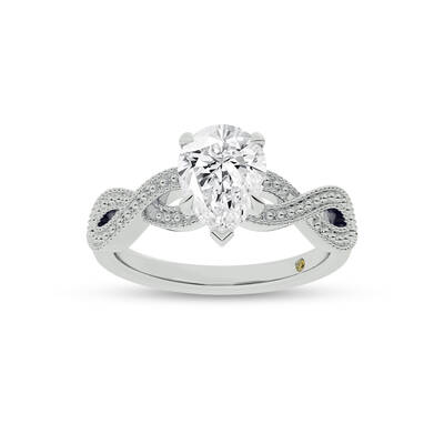 York Infinity Shank Pear Shape Lab Grown Diamond Engagement Ring | 14K White Gold 3 CT. TW.