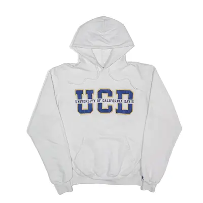 CHAMPION University Of California Davis USA Hoodie White Pullover Mens S