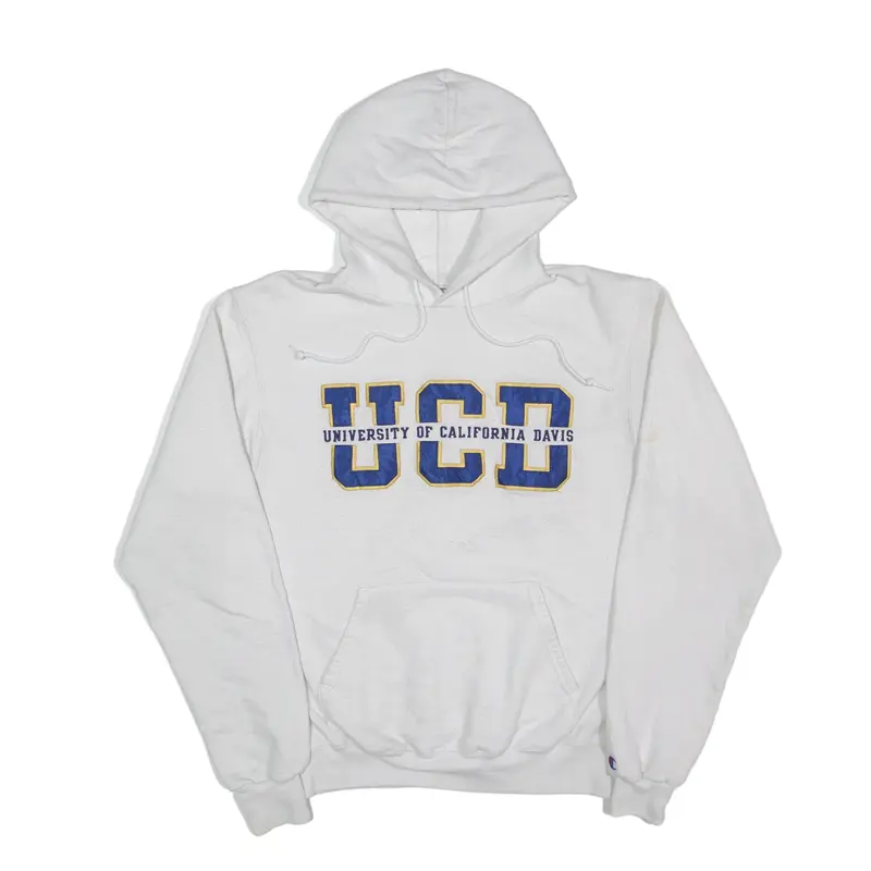 CHAMPION University Of California Davis USA Hoodie White Pullover Mens S