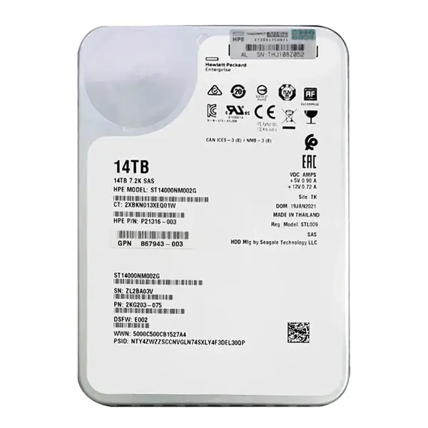 P21316-003 HP 14TB 7200RPM 12Gb/s SAS 3.5-inch Hard Drive