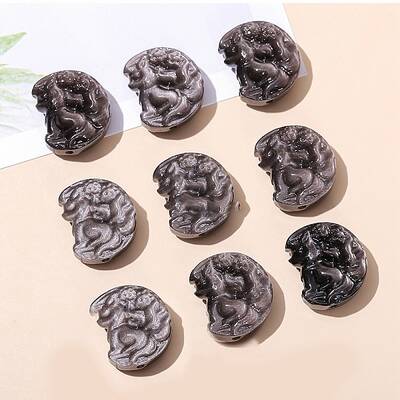 Natural Silver Obsidian Beads