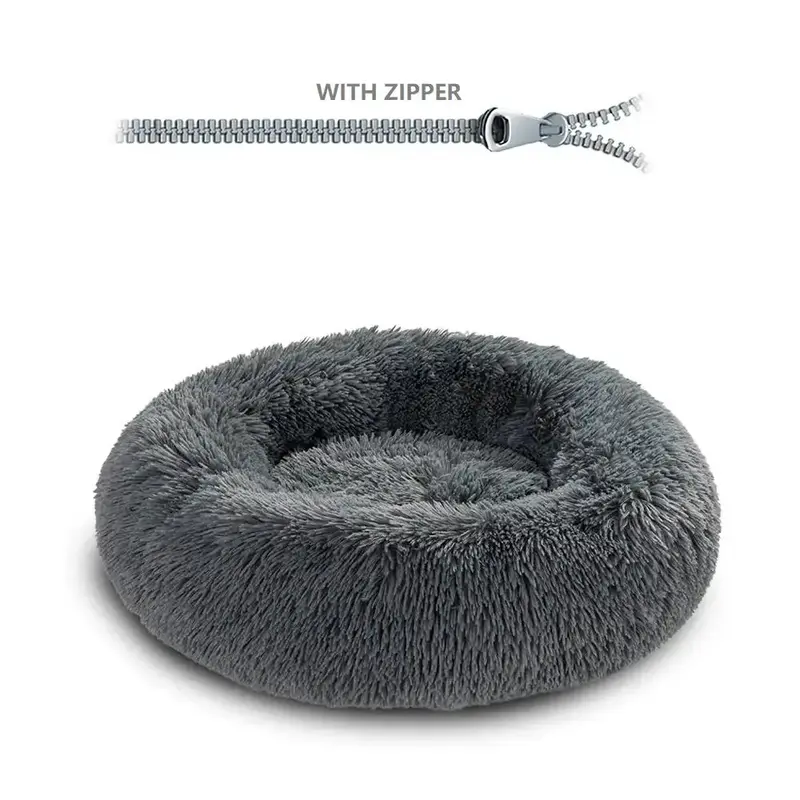 Decor Cat Round Detachable Zippered Pet Bed, Soft Plush Pet Bed, Pet Supplies for Small Medium Large Dogs & Cats
