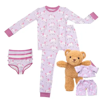 Zip N' Bear Bamboo Pajama Unicorn Bundle Buttery Soft 2 Piece PJs for Girls, 3 Underwear, Zippy the Bear - Kardashian Favorit...