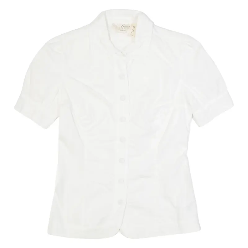 GUESS Womens Shirt White Collared S