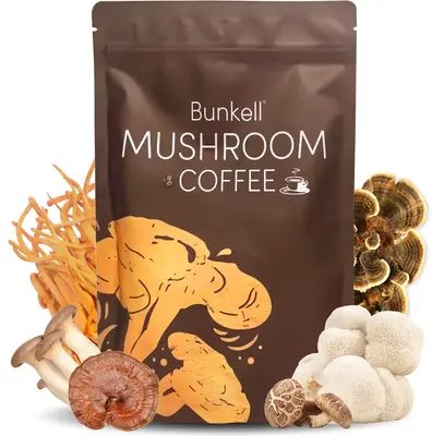 Bunkell Mushroom Coffee, with Lion's Mane, Reishi, Cordyceps, Shitake, King Trumpet & Turkey Tail, Coffee for Energy, Digesti...