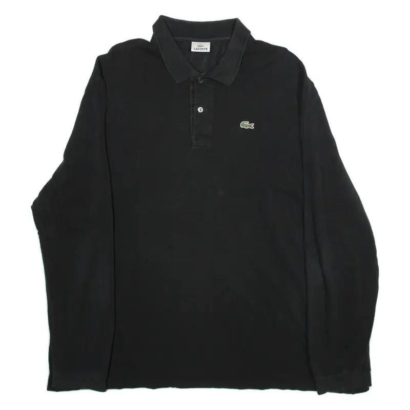LACOSTE Mens Polo Shirt Black Long Sleeve 2XL