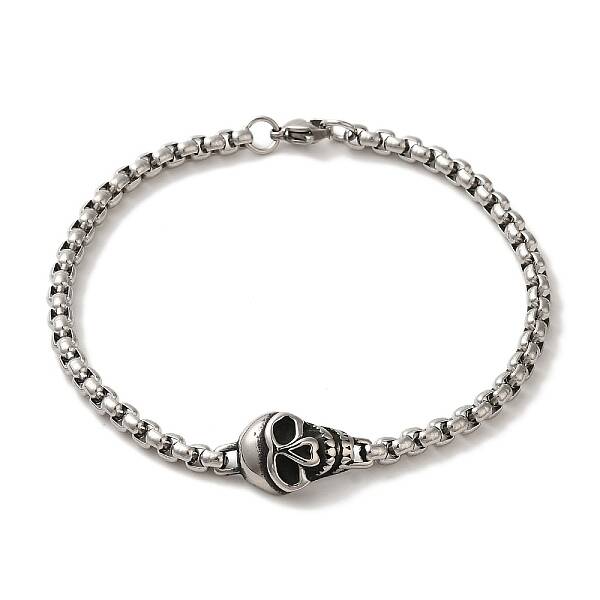 316 Surgical Stainless Steel Box Chain Halloween Skull Link Bracelets