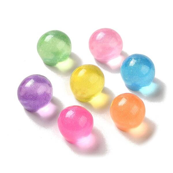Transparent Resin Sphere Decoden Cabochons with Glitter Powder