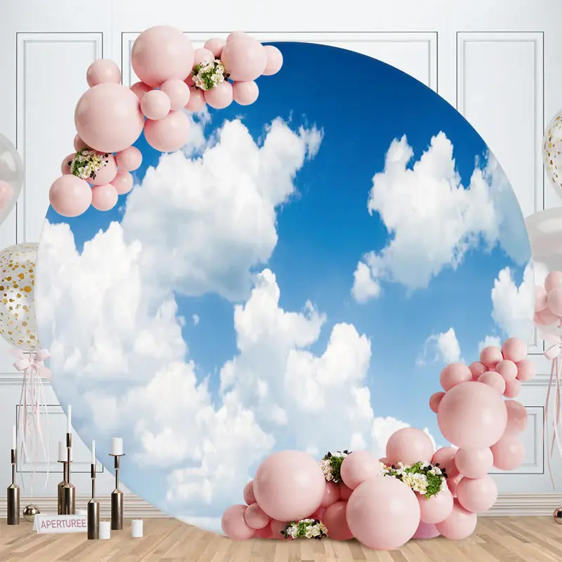 Aperturee Coconut Grove Scenery Round Summer Backdrops | Birthday Round Backdrop Cover | Round Party Backdrop | Circle Birthd...