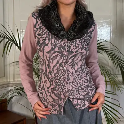 Carla Sabattini Cardigan - Large Pink Wool Blend