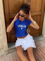 Women's Letter Graphic Round Neck Crop Tee, Casual Cute Summer Tees, Baby Tees Y2K, Short Sleeve T-shirt,T Shirts for Wom...
