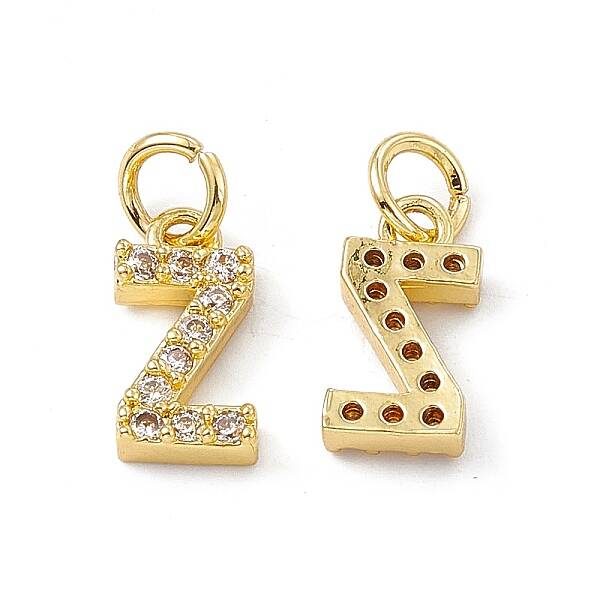 Real 18K Gold Plated Brass Micro Pave Clear Cubic Zirconia Charms