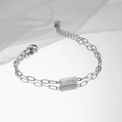 Natural Howlite Cube Link Bracelets