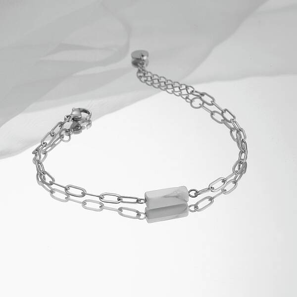 Natural Howlite Cube Link Bracelets
