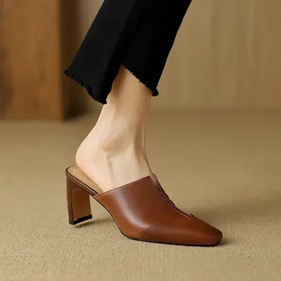 CHIKO Jamillah Pointy Toe Chunky Heels Clogs/Mules Shoes