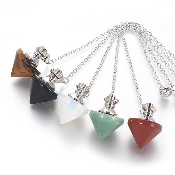 Natural & Synthetic Mixed Stone Cone Dowsing Pendulums