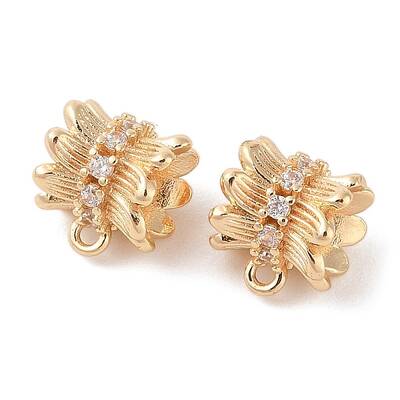 Brass Pave Clear Cubic Zirconia Beads