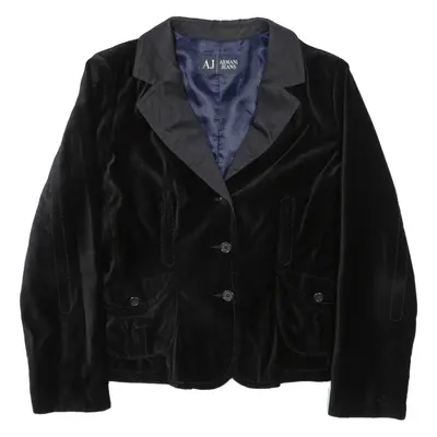 ARMANI Womens Blazer Jacket Black Velvet M