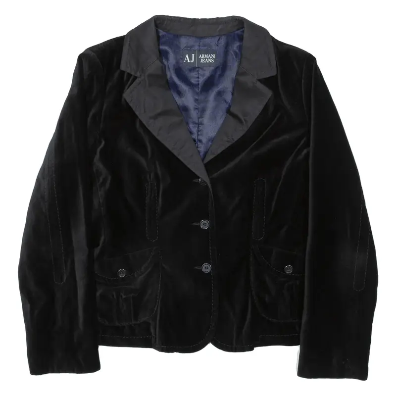 ARMANI Womens Blazer Jacket Black Velvet M