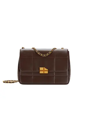 Smting Chocolate Lock quilted golden chain bag