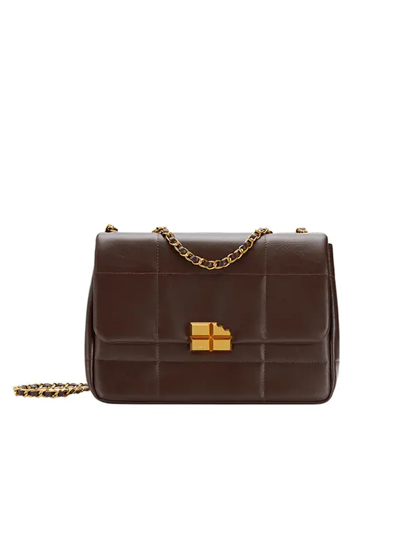 Smting Chocolate Lock quilted golden chain bag