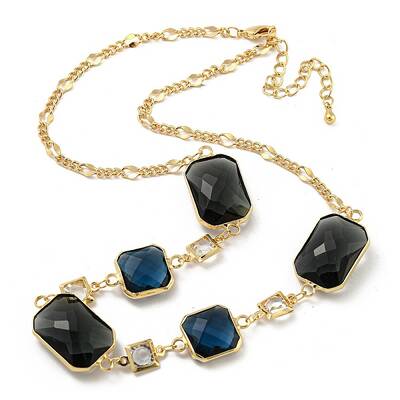Faceted Rectangle Glass Beads Bib Necklaces