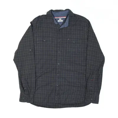 TOMMY HILFIGER Custom Fit Shirt Blue Plaid Long Sleeve Mens M