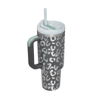 40 Oz Tumbler With Handle Straw Insulated, Stainless Steel Spill Proof Vacuum Coffee Cup Tumbler With Lid Tapered Mug Gifts F...