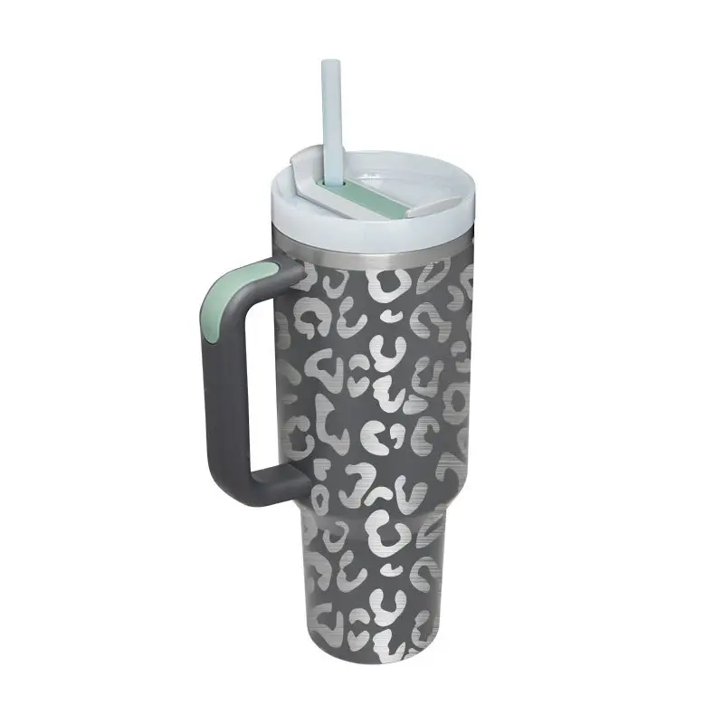 40 Oz Tumbler With Handle Straw Insulated, Stainless Steel Spill Proof Vacuum Coffee Cup Tumbler With Lid Tapered Mug Gifts F...