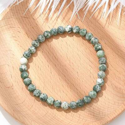 Natural Green Spot Jasper Bead Stretch Bracelets