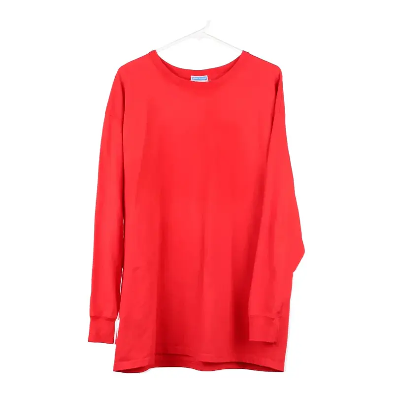 Champion Long Sleeve T-Shirt - XL Red Cotton