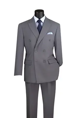 Vinci Men's Double Breasted Poplin Solid Suit 2 Piece Set Discounted Price