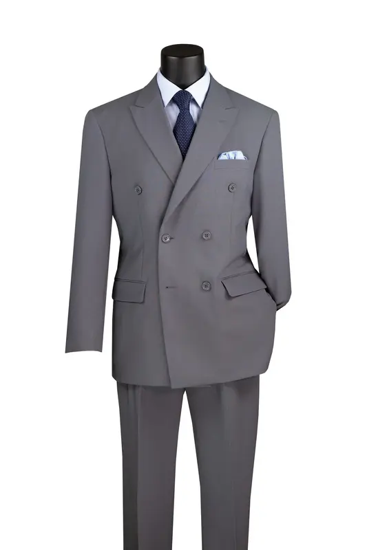 Vinci Men's Double Breasted Poplin Solid Suit 2 Piece Set Discounted Price