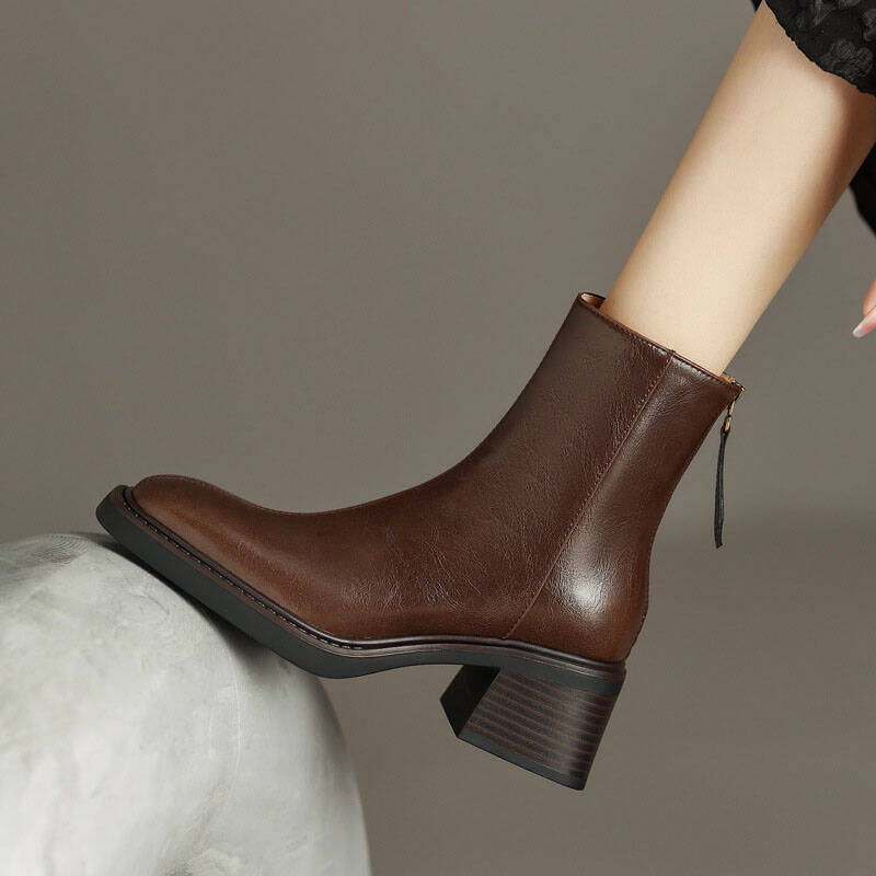 CHIKO Azizi Square Toe Block Heels Ankle Boots