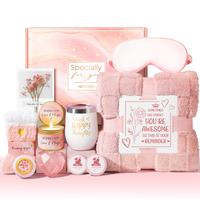 Relaxation Gifts Basket for Women, Rose Relaxing Get Well Soon Spa Gifts with Luxury Blanket, Mother's Day Birthday Anniversa...