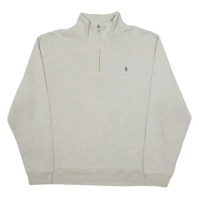 POLO RALPH LAUREN Mens Jumper Grey 1/4 Zip Tight Knit 2XL