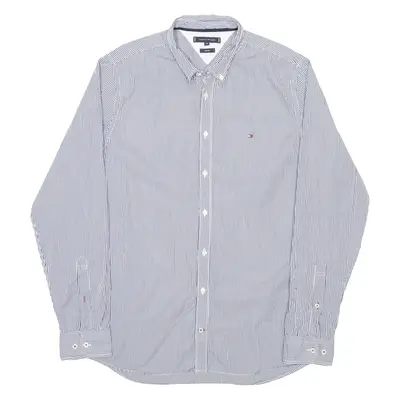 TOMMY HILFIGER Mens Shirt Blue Striped Long Sleeve 2XL
