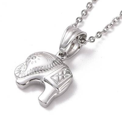 Non-Tarnish 304 Stainless Steel Elephant Pendant Necklace for Women