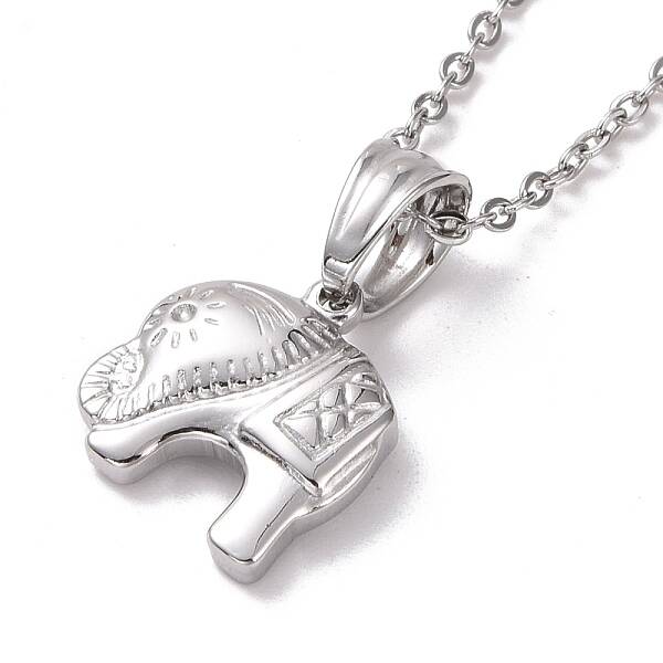 Non-Tarnish 304 Stainless Steel Elephant Pendant Necklace for Women