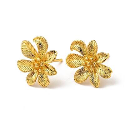 Rack Plating Brass Flower Stud Earrings for Women