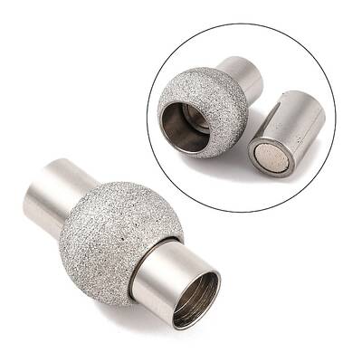 304 Stainless Steel Textured Magnetic Clasps with Glue-in Ends