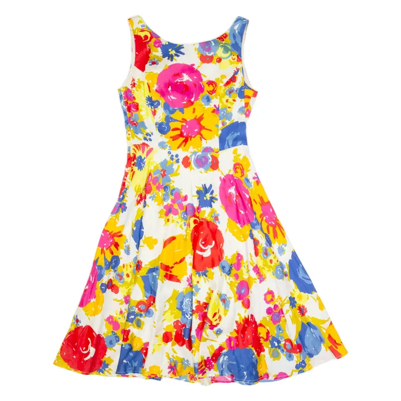 PHASE EIGHT Womens A-Line Dress Cream Floral Sleeveless Midi UK 10