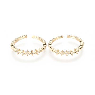 Brass Micro Pave Clear Cubic Zirconia Cuff Rings