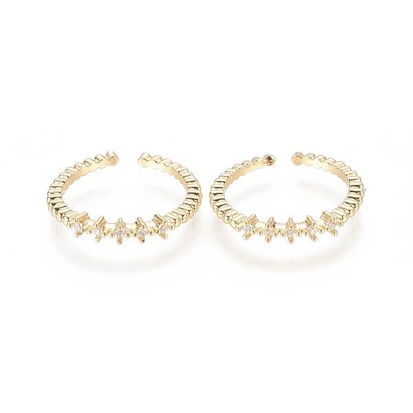 Brass Micro Pave Clear Cubic Zirconia Cuff Rings