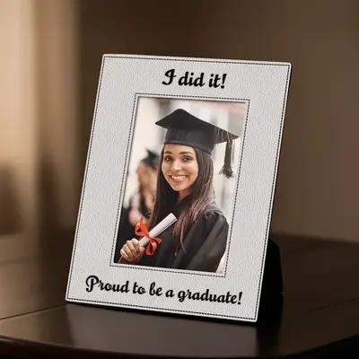 Leather Picture Frame - White-5 x 7
