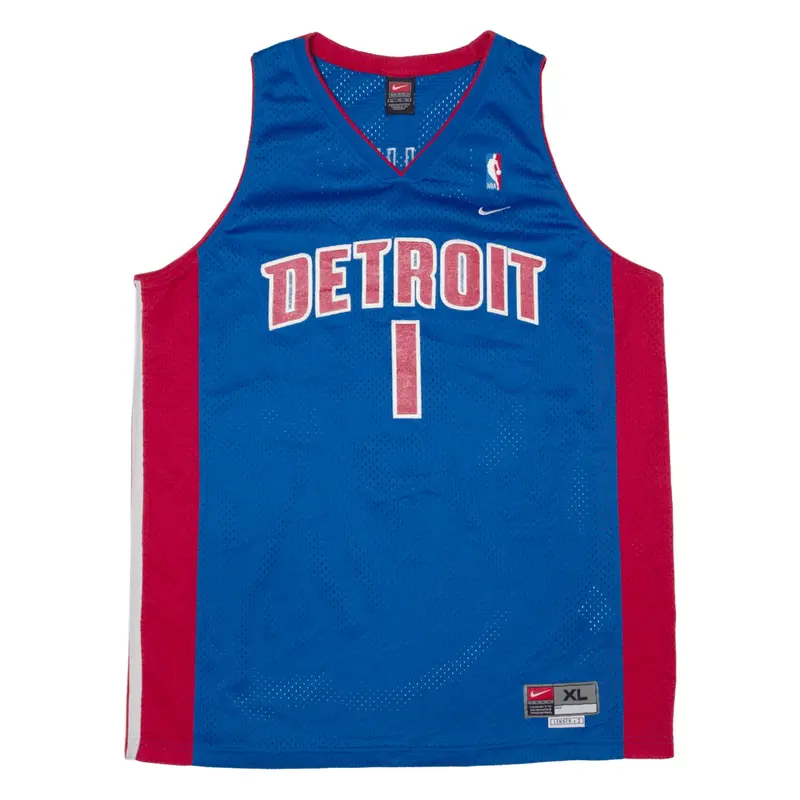 NIKE NBA Detroit Pistons Chauncey Billups Signed USA Jersey Blue V-Neck Sleeveless Mens XL
