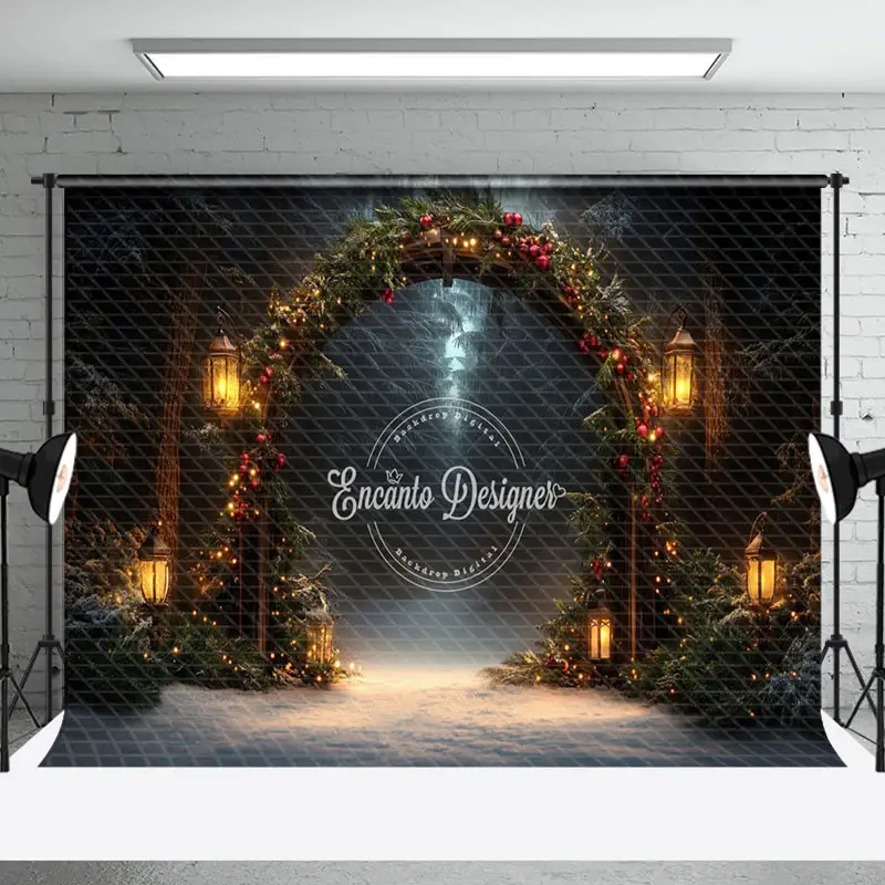 Aperturee Dark Night Lighted Arch Gate Christmas Vibe Backdrop | Christmas Photo Booth Backdrop | Diy Christmas Backdrop | Wi...