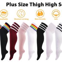 Roiii Plus Size Thigh High Socks for Women Thick Thighs -Widened Extra Long Striped Print Thick Knitted Over the Knee Socks H...