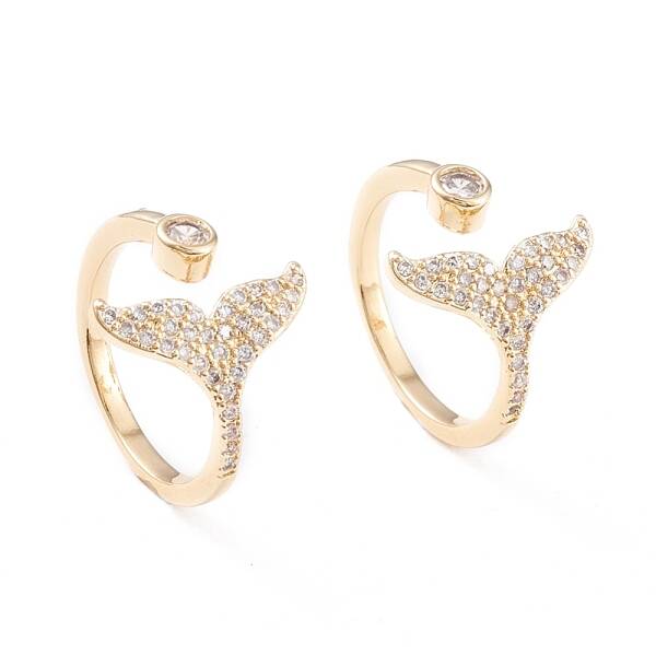 Brass Micro Pave Clear Cubic Zirconia Cuff Rings