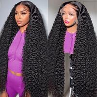 Idoli 32 Inch Deep Wave Lace Front Wigs Human Hair 13x6 HD Lace Front Wigs Natural Black 180% Density